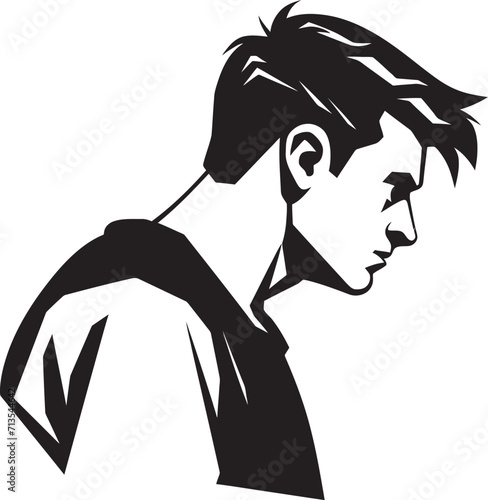 Desolation Dilemma Vector Design of a Troubled Man Puzzle of Sorrow Depressed Man Emblem