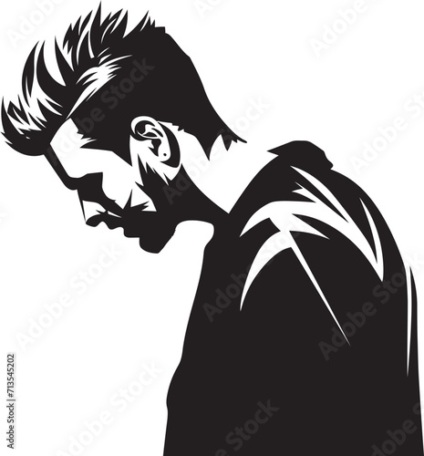 Puzzle of Sadness Scratching Head Emblem Design Cognitive Struggle Vector Logo of a Perplexed Soul