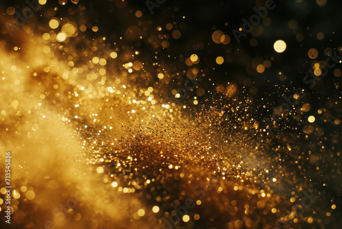 A detailed close-up of a trail of shimmering gold dust. This image can be used to add a touch of glamour and luxury to various projects