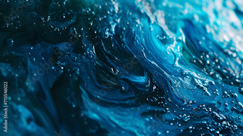 Close-Up View of Blue Ocean Wave - Captivating Power and Serenity