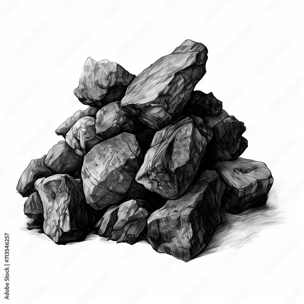 Charcoal Isolated on White Background