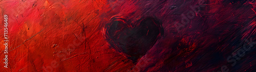 Painting of Heart on Red Background - Love Symbol Artwork Picture