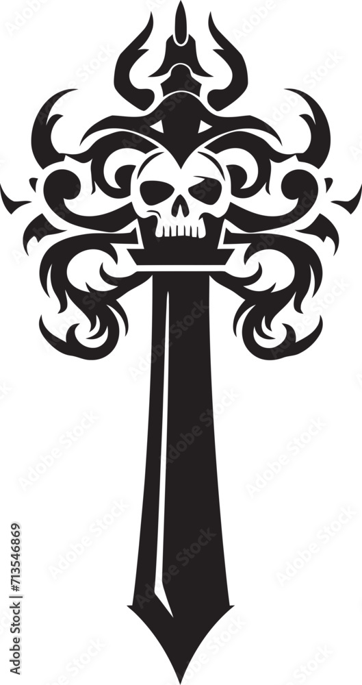 Majestic Marauder Ornate Pirate Sword Emblem Swashbuckling Sophistication Fancy Cutlass Icon Design
