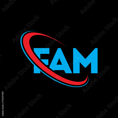 FAM logo. FAM letter. FAM letter logo design. Intitials FAM logo linked with circle and uppercase monogram logo. FAM typography for technology, business and real estate brand.