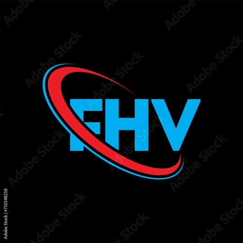 FHV logo. FHV letter. FHV letter logo design. Initials FHV logo linked with circle and uppercase monogram logo. FHV typography for technology, business and real estate brand. photo