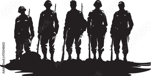 Warfront Harmony Group of Troops Emblem Tactical Ensemble Vector Logo of Soldiers