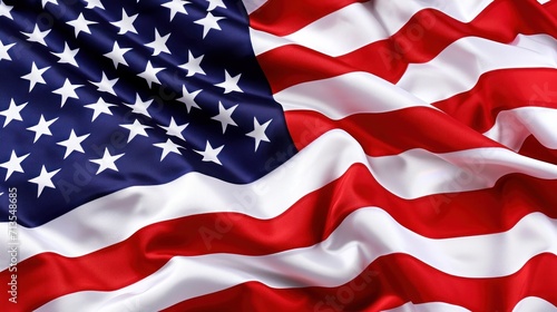 American Flag Waving in Wind photo
