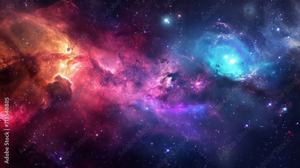Obraz premium A Celestial Symphony, A Vibrant Space Filled With Brilliant Stars