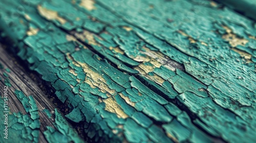 Close-Up of Green Paint on Wooden Surface