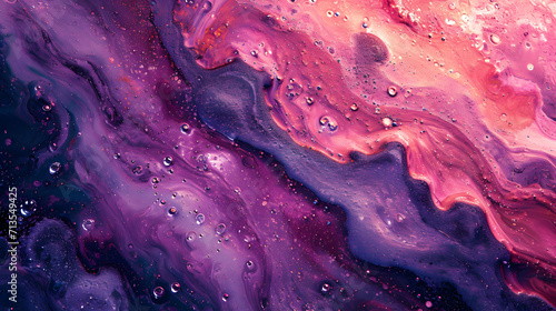 Close Up of Vibrant Purple and Blue Liquid Painting
