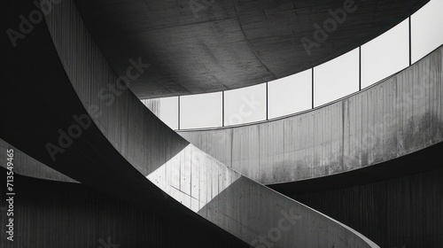 Curved Building in Black and White