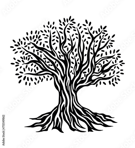 Tree with roots, Olive Tree, Family Tree, Tree of Life,	
tree silhouette vector