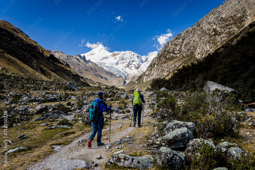 hiking in the mountains in peru