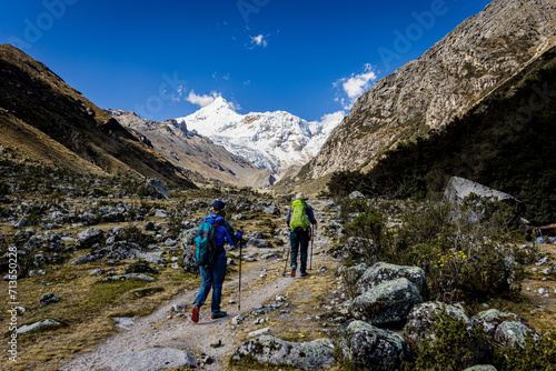hiking in the mountains in peru