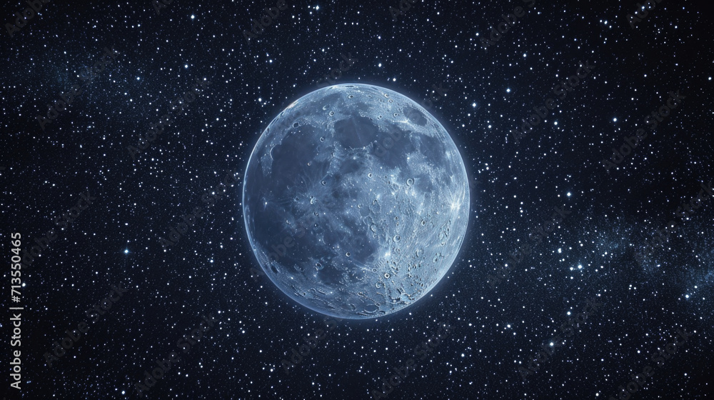 A blue moon shining brightly in the middle of the night sky. Perfect for celestial-themed designs and backgrounds