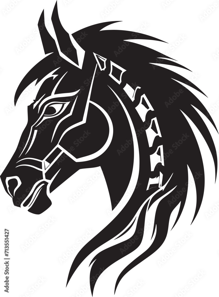 Thundering Thunderbolt Crowned Horse Vector Emblem Pegasus Parade Elegant Horse Logo Design