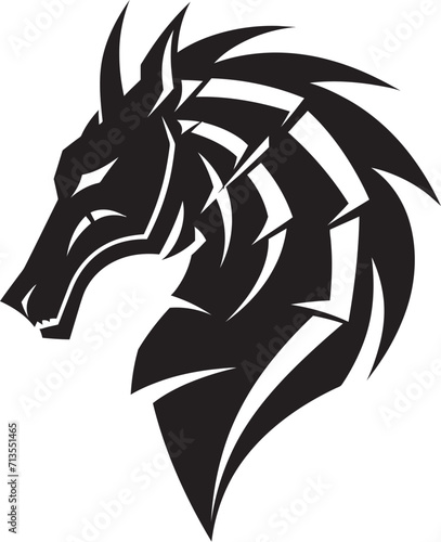 Fototapeta Naklejka Na Ścianę i Meble -  Wild West Whinny Charging Horse Mascot Steed Sovereignty Regal Horse Emblem Design
