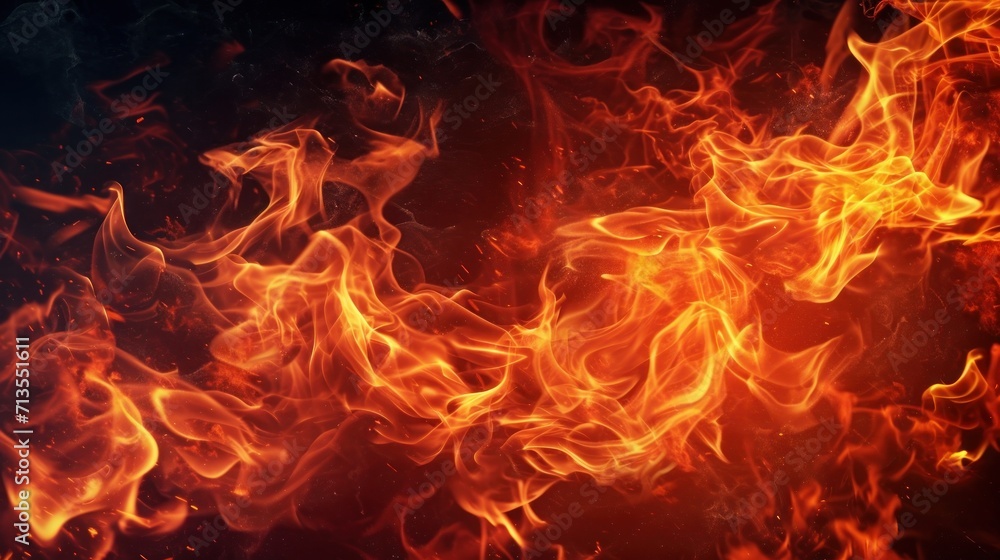Close Up of Fire on Black Background