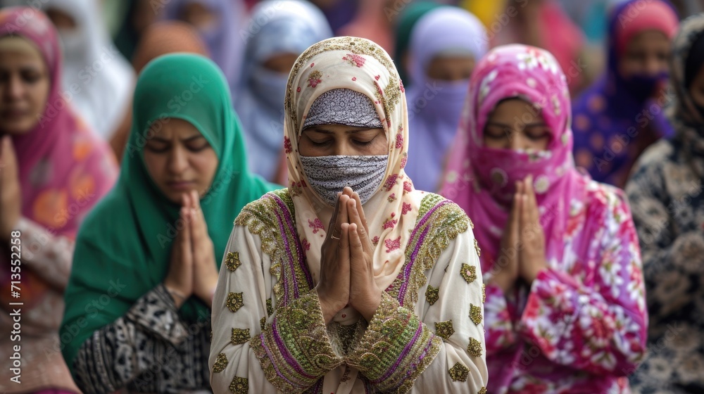 Women in Headscarves Praying