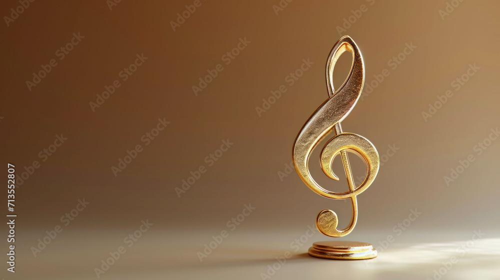 A warm-toned treble clef stands alone, reflecting the simplicity and ...