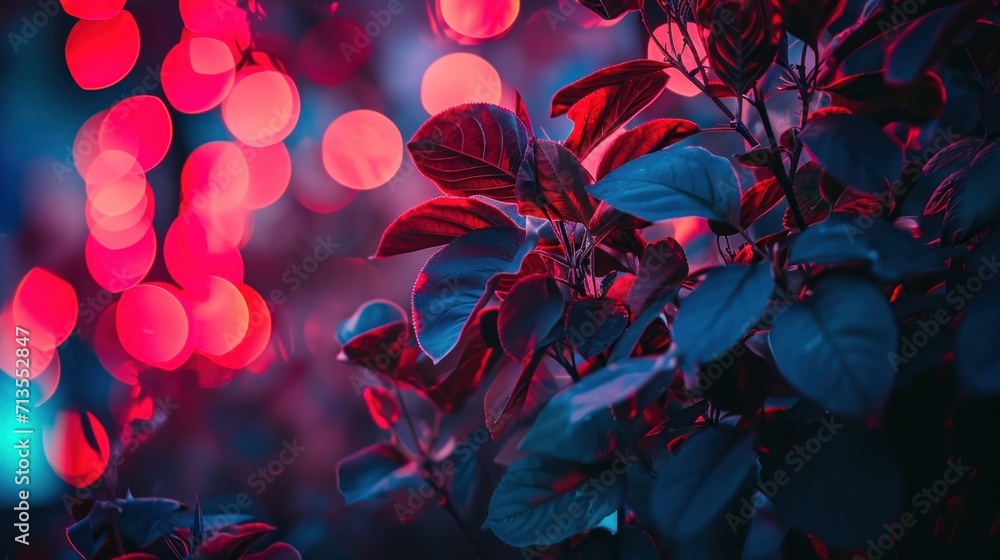 Close-up of Plant With Red and Blue Backlight Close-up of Plant With Red and Blue Backlight
