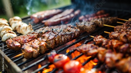 Close-Up of Grilled Meat and Vegetables