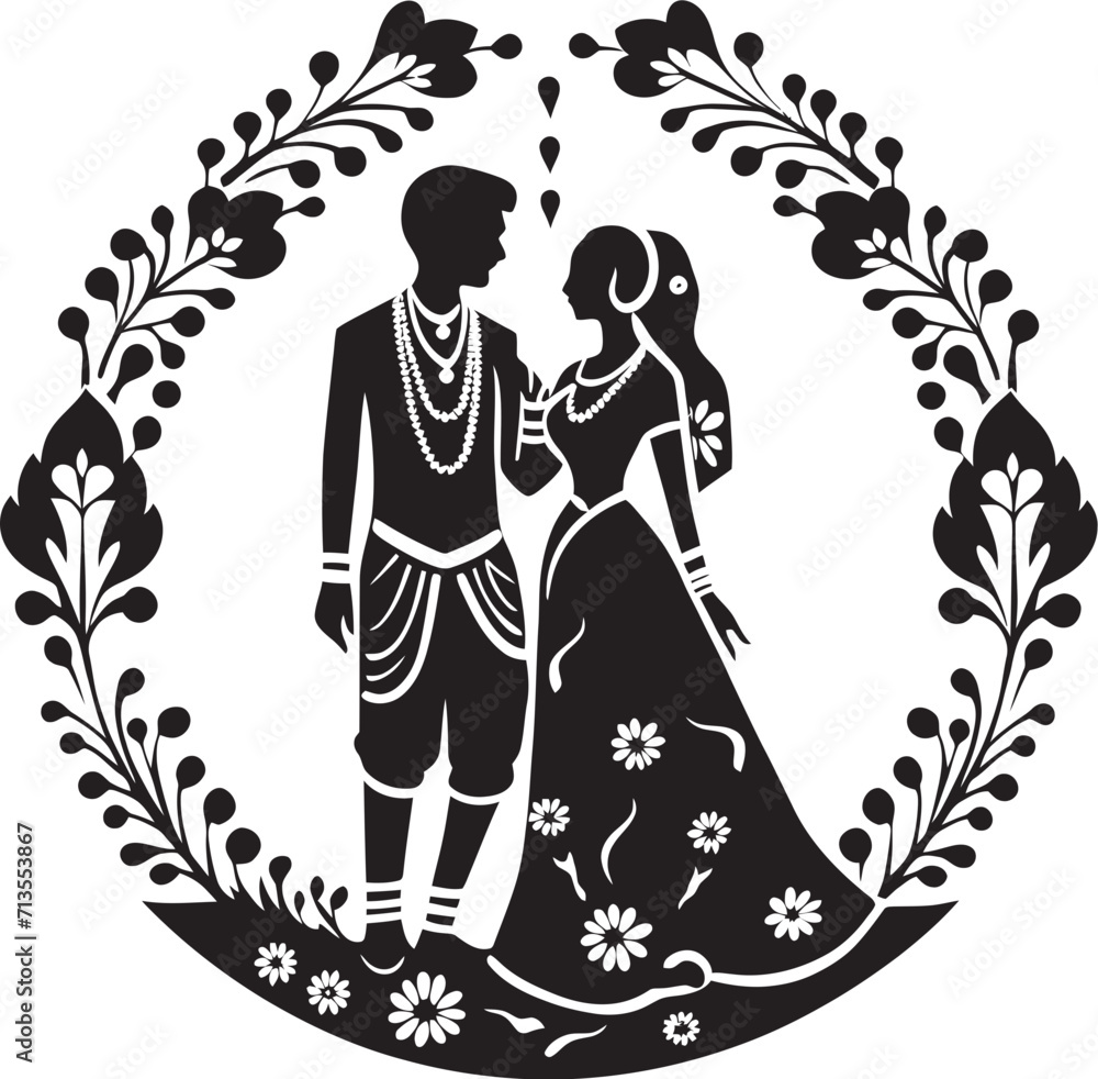 Celestial Connection Ethereal Wedding Emblem Blissful Rhythms Vector Icon of Majestic Matrimony
