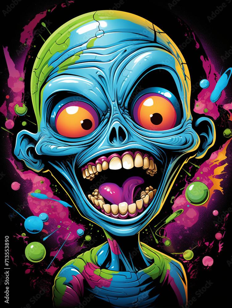 T-shirt design, Laughing Alien, the most beautiful in the universe, in the style of marvel, comic book created with Generative Ai T-shirt design, Laughing Alien, the most beautiful in the universe, in the style of marvel, comic book created with Generative Ai