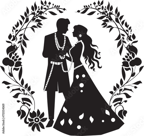 Melodic Matrimony Cultural Couple Emblem Design Ethereal Eternity Wedding Bliss Vector Logo