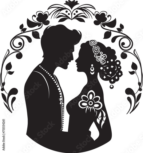Regal Reverie Indian Matrimonial Vector Design Celestial Serenity Blissful Wedding Emblem
