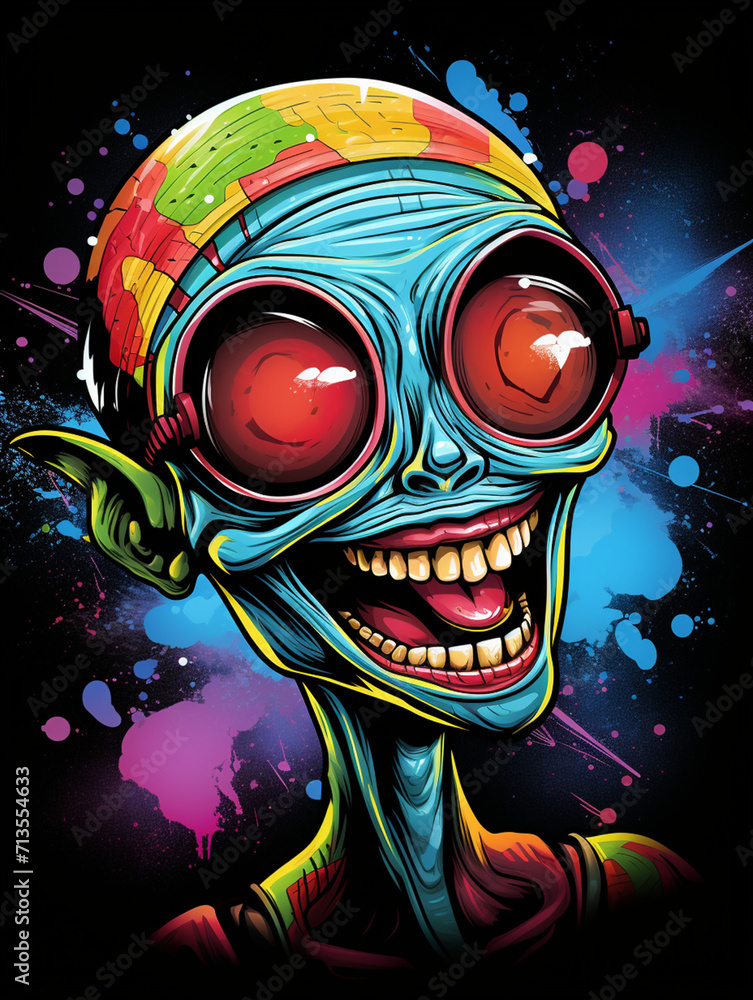 T-shirt design, Laughing Alien, the most beautiful in the universe, in ...
