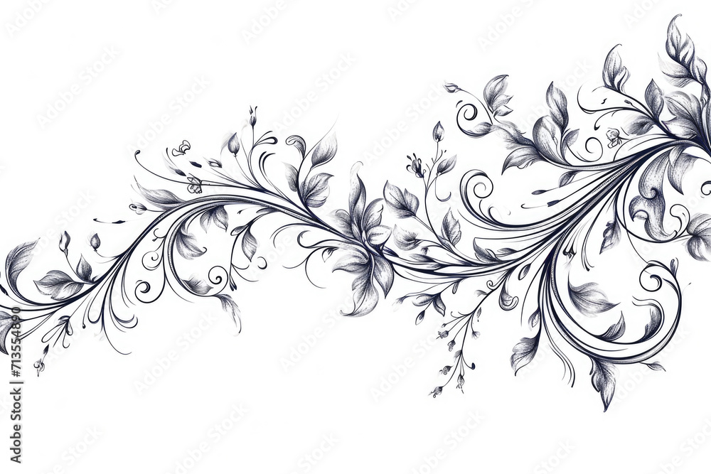A black and white drawing featuring a floral design. This versatile image can be used for various purposes A black and white drawing featuring a floral design. This versatile image can be used for various purposes