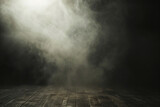 A picture of a dark room with smoke billowing out of it. This image can be used to depict mystery, danger, or a fire-related scene