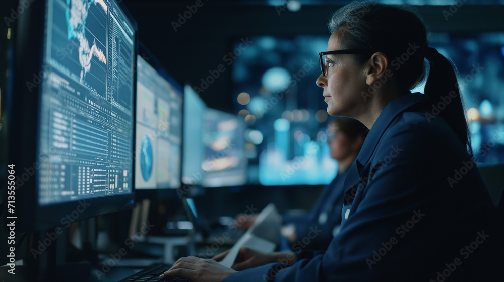 Foto de Female data Scientists Working on their Computers In Big Modern ...