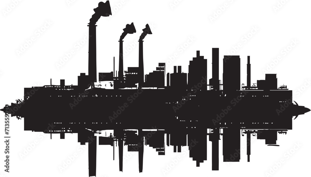 Industrial Ingenuity Grid Urban Zone Emblem Modern Industry Blueprint Factory Vector Logo