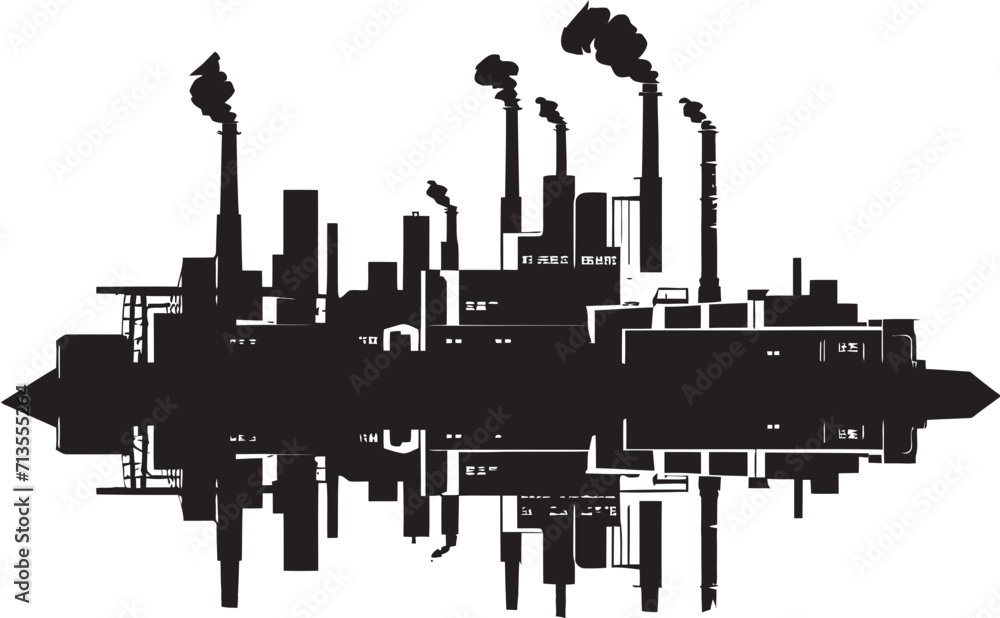 Obraz premium Factory Framework Fusion Vector Icon of Manufacturing District Cityscape Constructs Industrial Zone Symbol