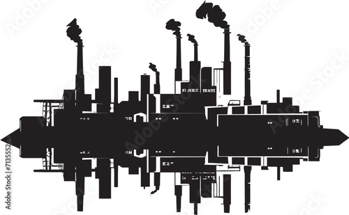 Factory Framework Fusion Vector Icon of Manufacturing District Cityscape Constructs Industrial Zone Symbol