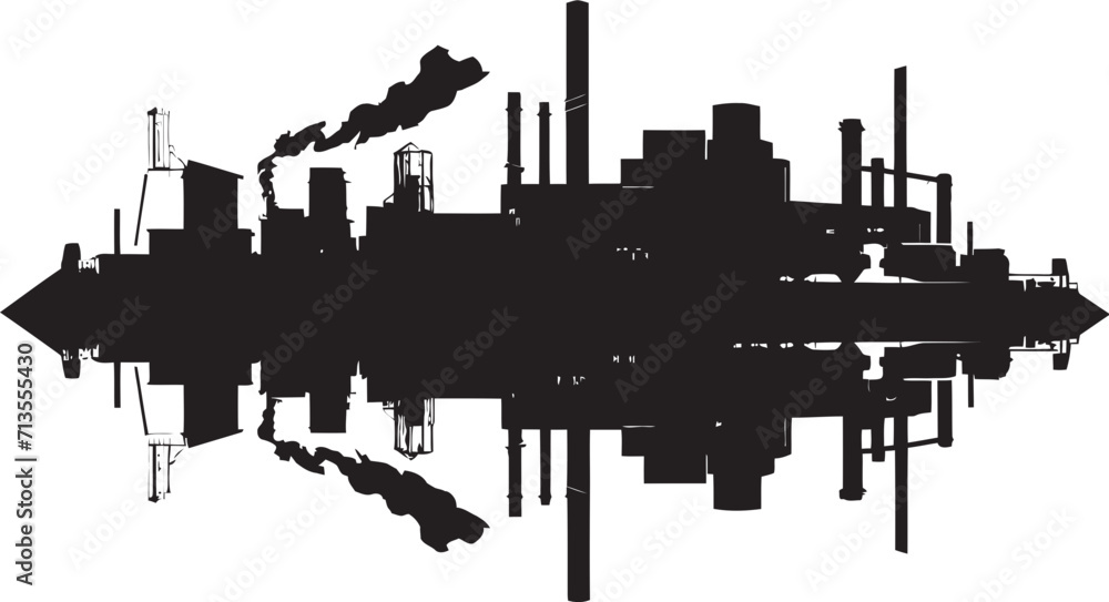 Infrastructural Impact Vector Logo of Manufacturing Area Urban Progress Pulse Industrial Zone Icon Design