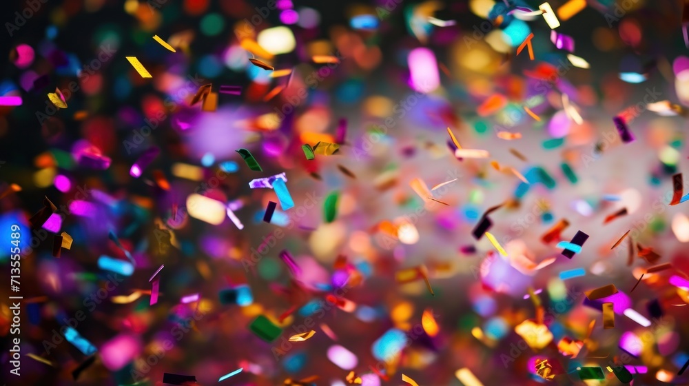 Naklejka premium Beautiful Colorful Confetti on Black Background