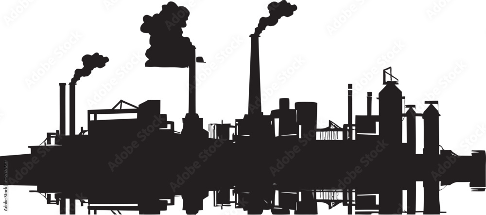 Modern Industry Blueprint Industrial Landscape Icon TechnoTopography Vector Icon of Urban Landscape