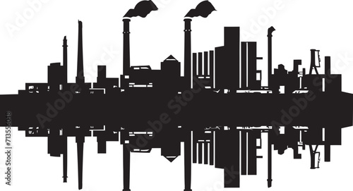 TechnoTopography Tapestry Factory Vector Logo Factory Framework Fusion Industrial Landscape Emblem