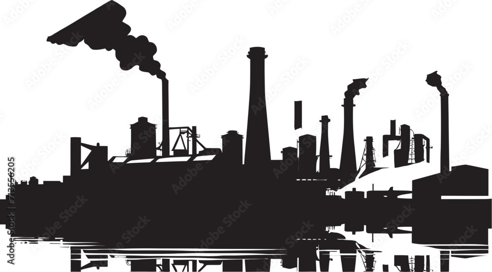 Fototapeta premium Urban Engineering Elegance Industrial Zone Emblem Industrial Impact Vector Logo of Factory Landscape