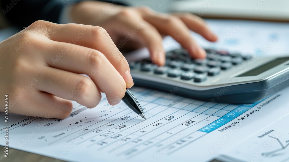Person Using Calculator on Sheet of Paper Person Using Calculator on Sheet of Paper