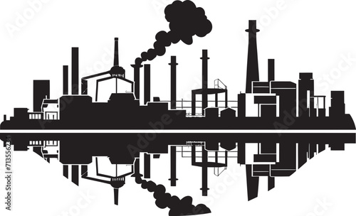 Metal Metropolis Industrial Landscape Emblem Design Manufacturing Marvels Factory Area Logo