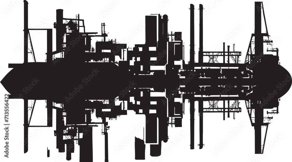 Industrial Ingenuity Vector Icon of Manufacturing District Mechanical Metropolis Industrial Area Logo