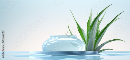 pot of aloe with aloe vera in the water, surreal animation