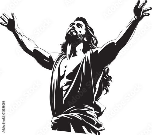 Saviors Vigor Vector Logo of Muscular Christ Holy Form Resonance Jesus with Muscular Looks Logo