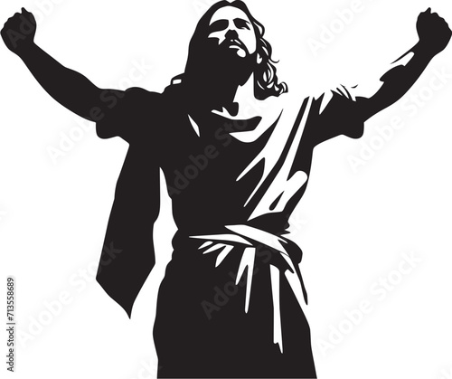 Sacred Vigor Muscular Jesus Vector Logo Heavenly Resonance Icon of Muscular Christ