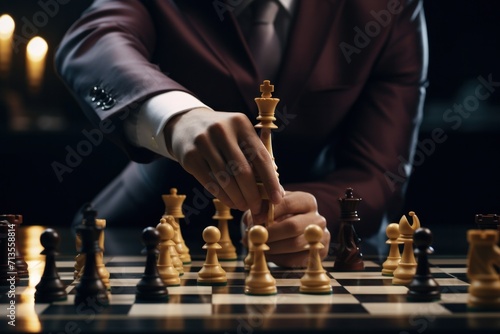 man in business suit is playing chess with man in suit