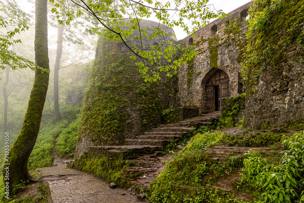 Iran, Gilan province. Rudkhan Castle, mountain medieval fortress built in the 12th century AD, rebuilt in 1096 for use by the Order of Assassins